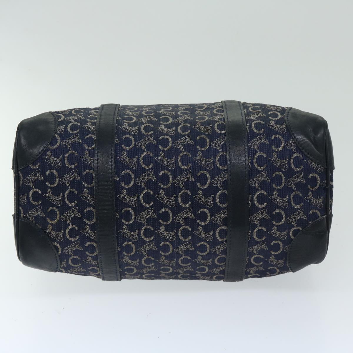 CELINE C Macadam Canvas Boston Bag Navy Auth bs12633