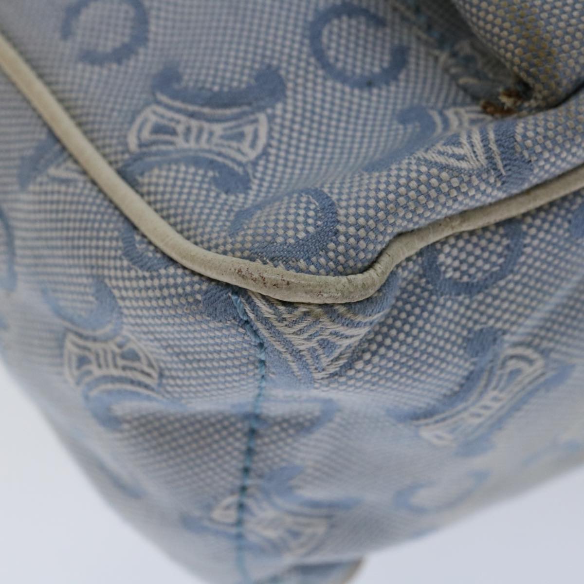 CELINE C Macadam Canvas Boogie Hand Bag Light Blue Auth bs12768