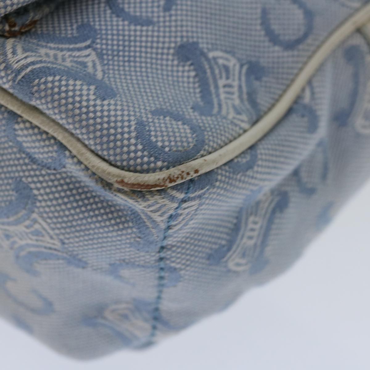 CELINE C Macadam Canvas Boogie Hand Bag Light Blue Auth bs12768