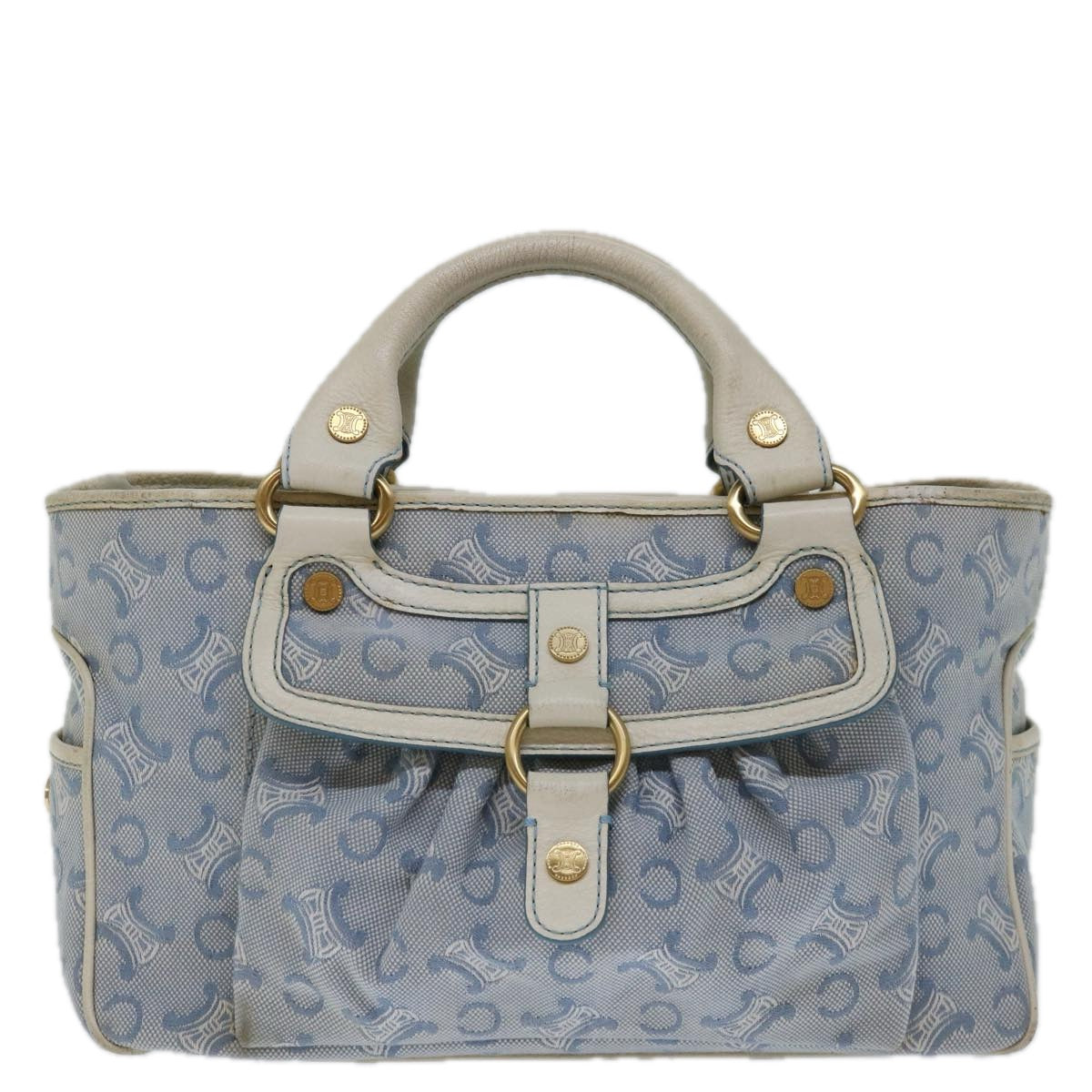 CELINE C Macadam Canvas Boogie Hand Bag Light Blue Auth bs12768