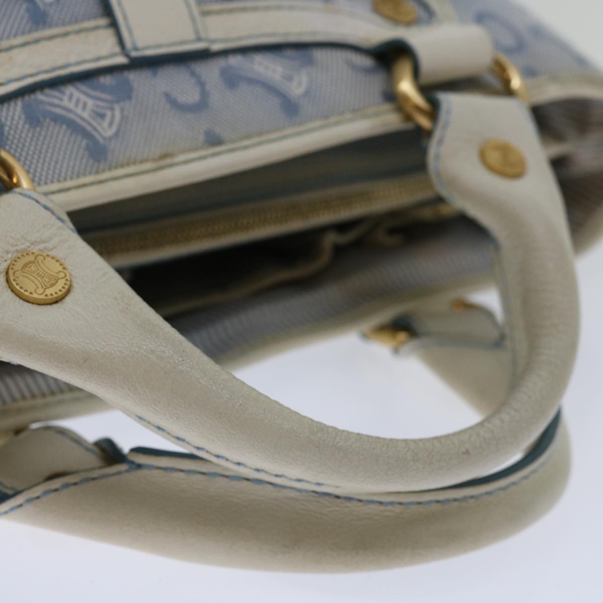 CELINE C Macadam Canvas Boogie Hand Bag Light Blue Auth bs12768