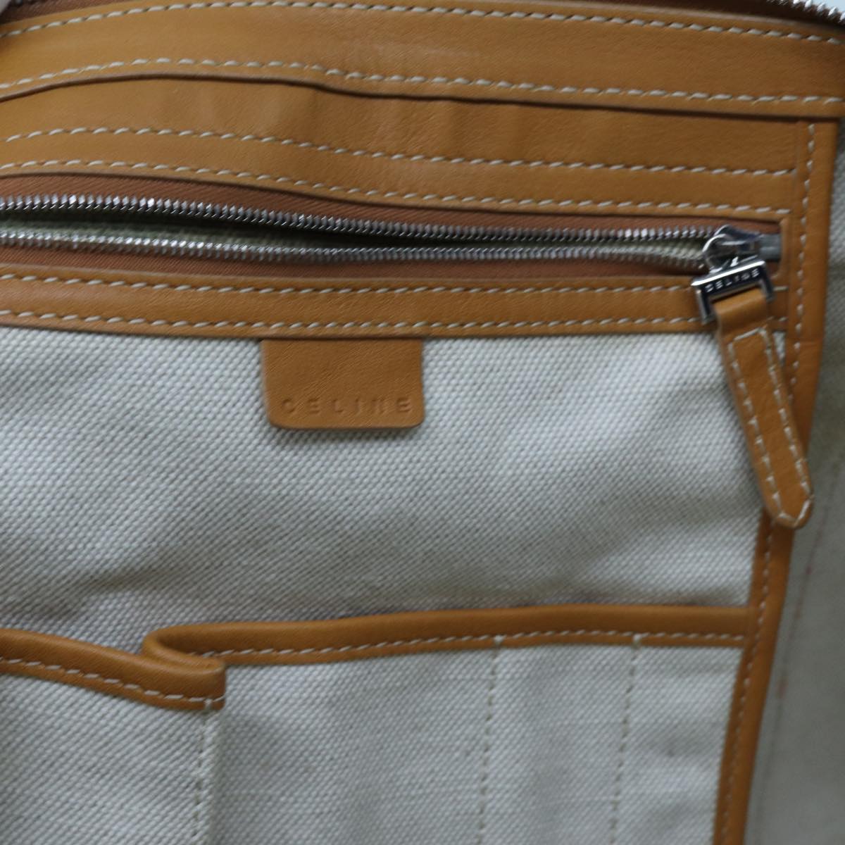 CELINE C Macadam Canvas Boston Bag White Auth bs13387