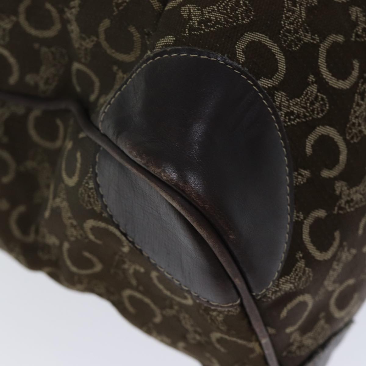 CELINE C Macadam Canvas Boston Bag Brown Auth bs13731