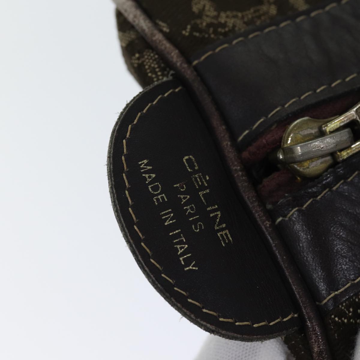 CELINE C Macadam Canvas Boston Bag Brown Auth bs13731