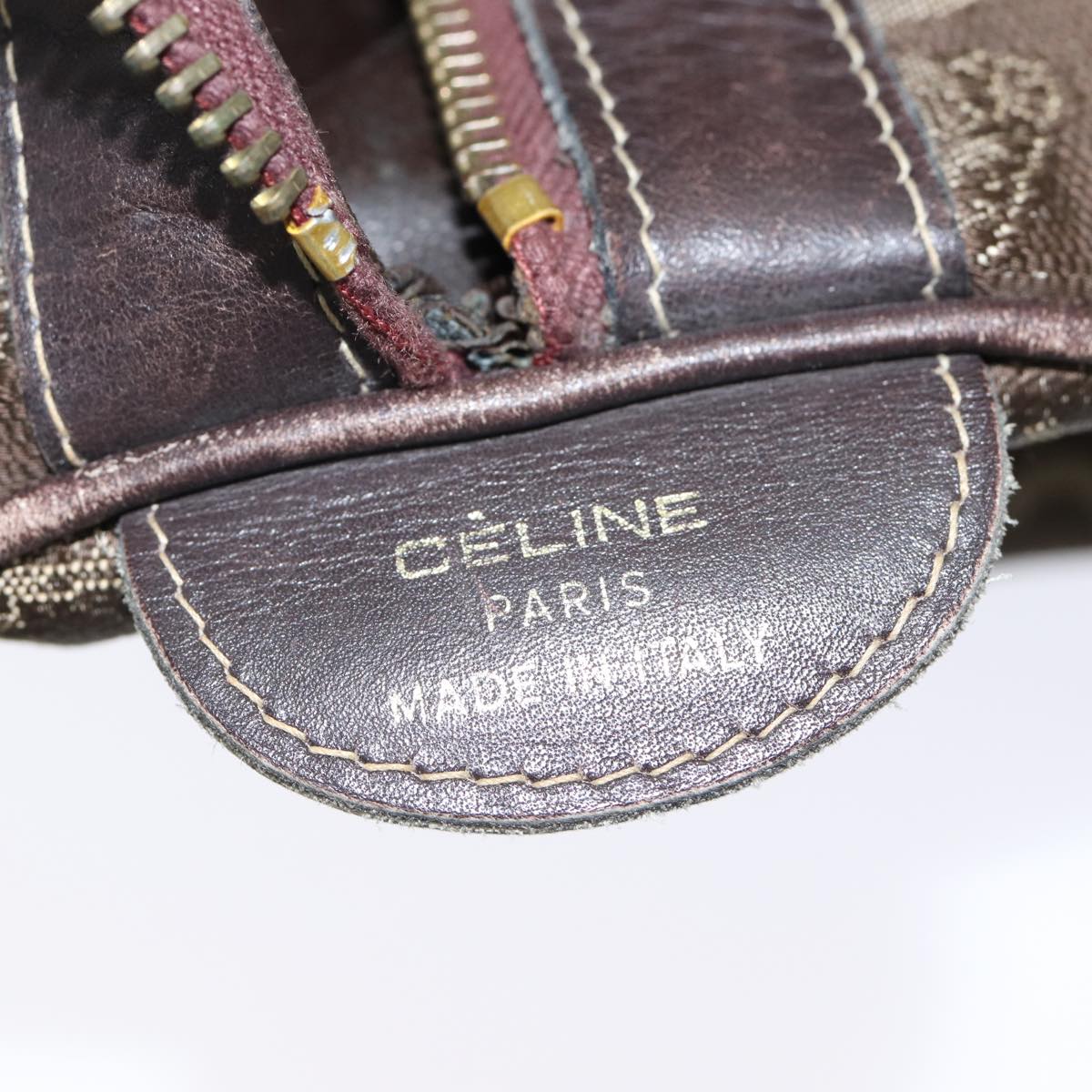 CELINE C Macadam Canvas Boston Bag Brown Auth bs13731