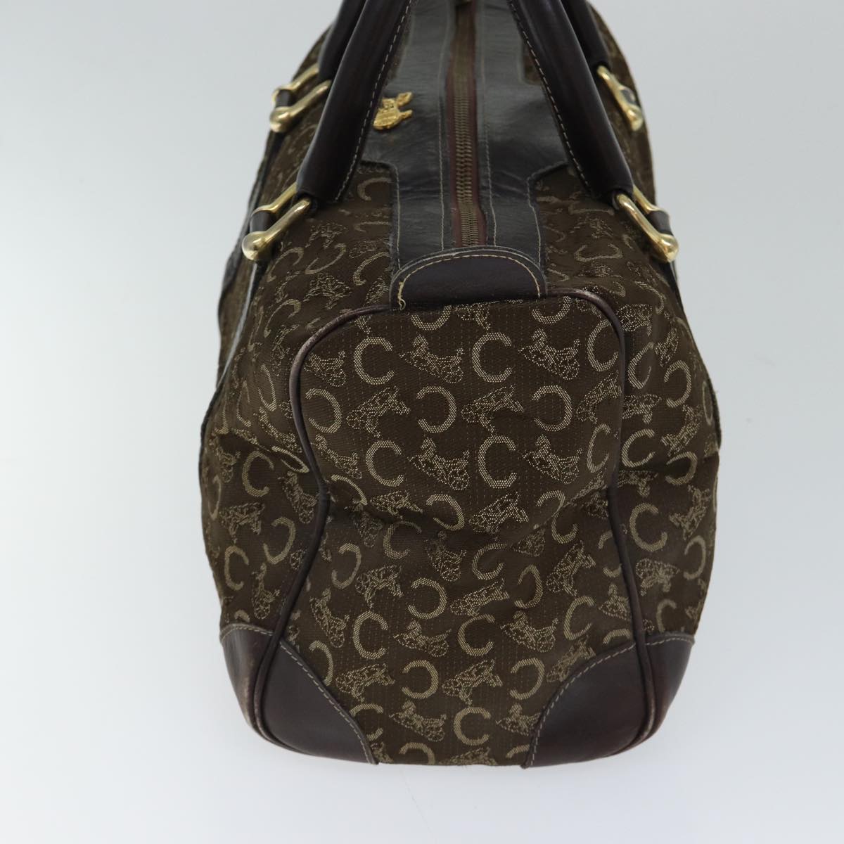 CELINE C Macadam Canvas Boston Bag Brown Auth bs13731