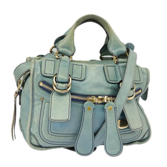 Chloe Hand Bag Leather 2way Blue Gold bs20155