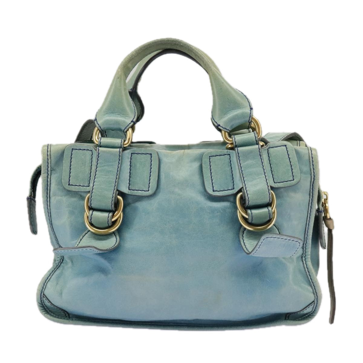 Chloe Hand Bag Leather 2way Blue Gold bs20155
