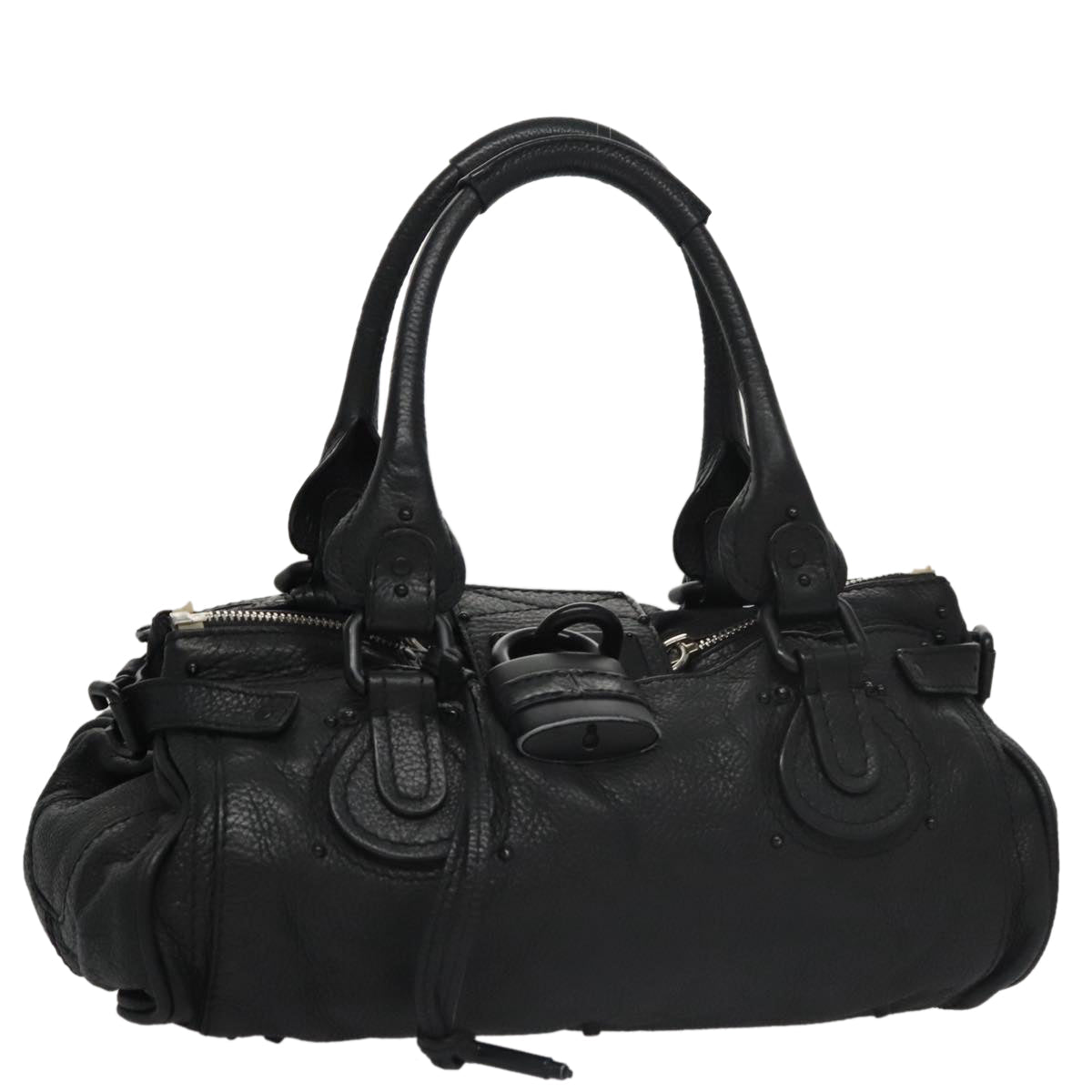 Chloe Paddington Hand Bag Leather Black Silver bs20809