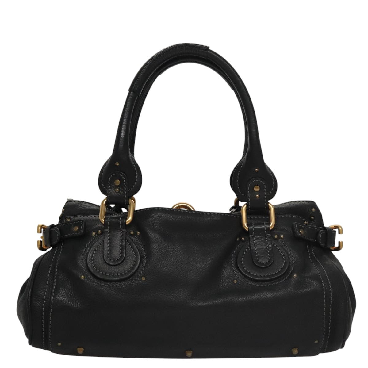 Chloe Paddington Hand Bag Leather Black Silver bs21100