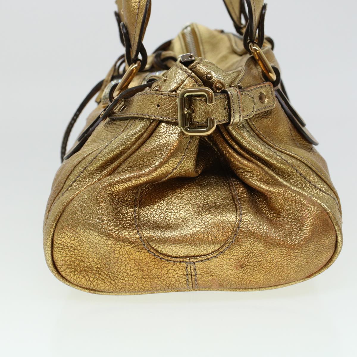 Chloe Paddington Hand Bag Leather Gold 03-09-51-5811 bs5464