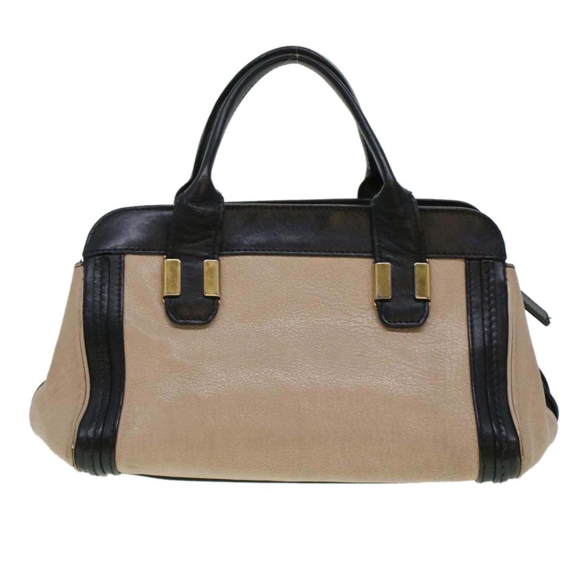 Chloe Little Alice Hand Bag Leather 2way Beige Black bs5981