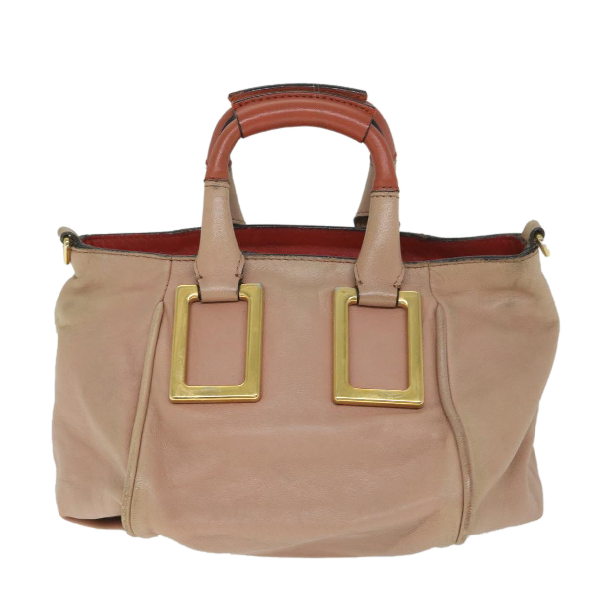 Chloe Etel Hand Bag Leather 2way Beige Pink bs9283