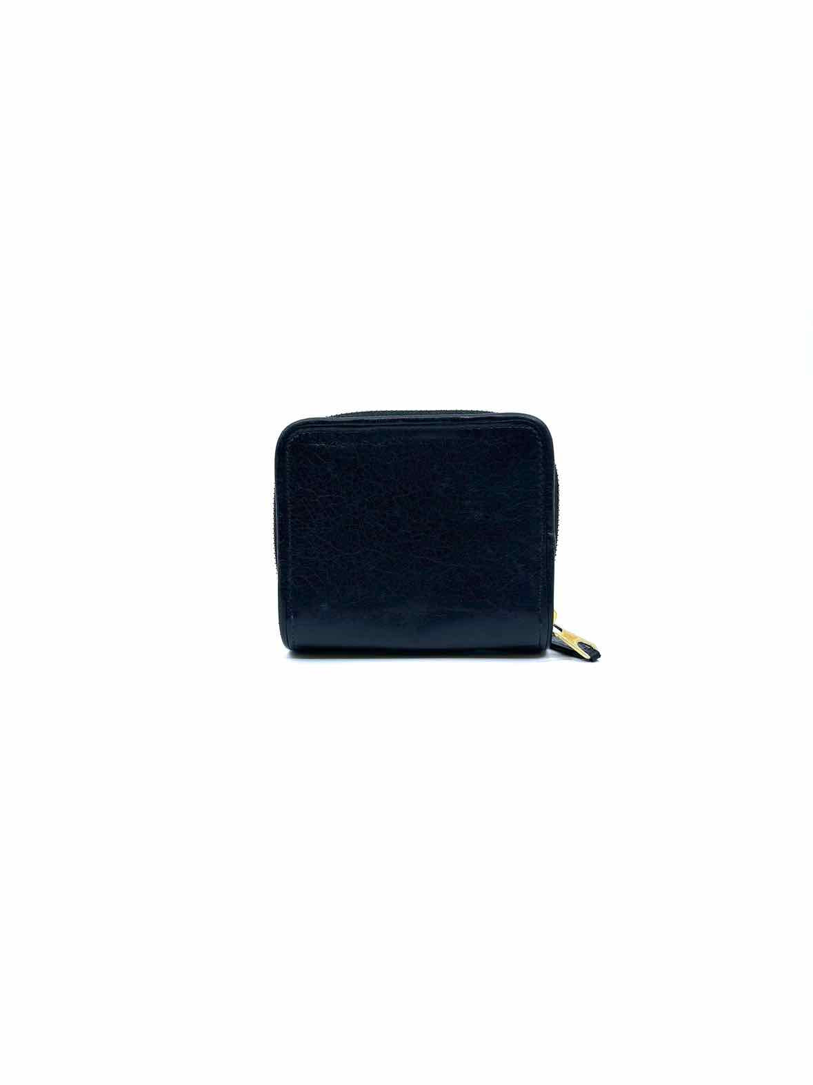 BALENCIAGA Black Leather Solid Wallet