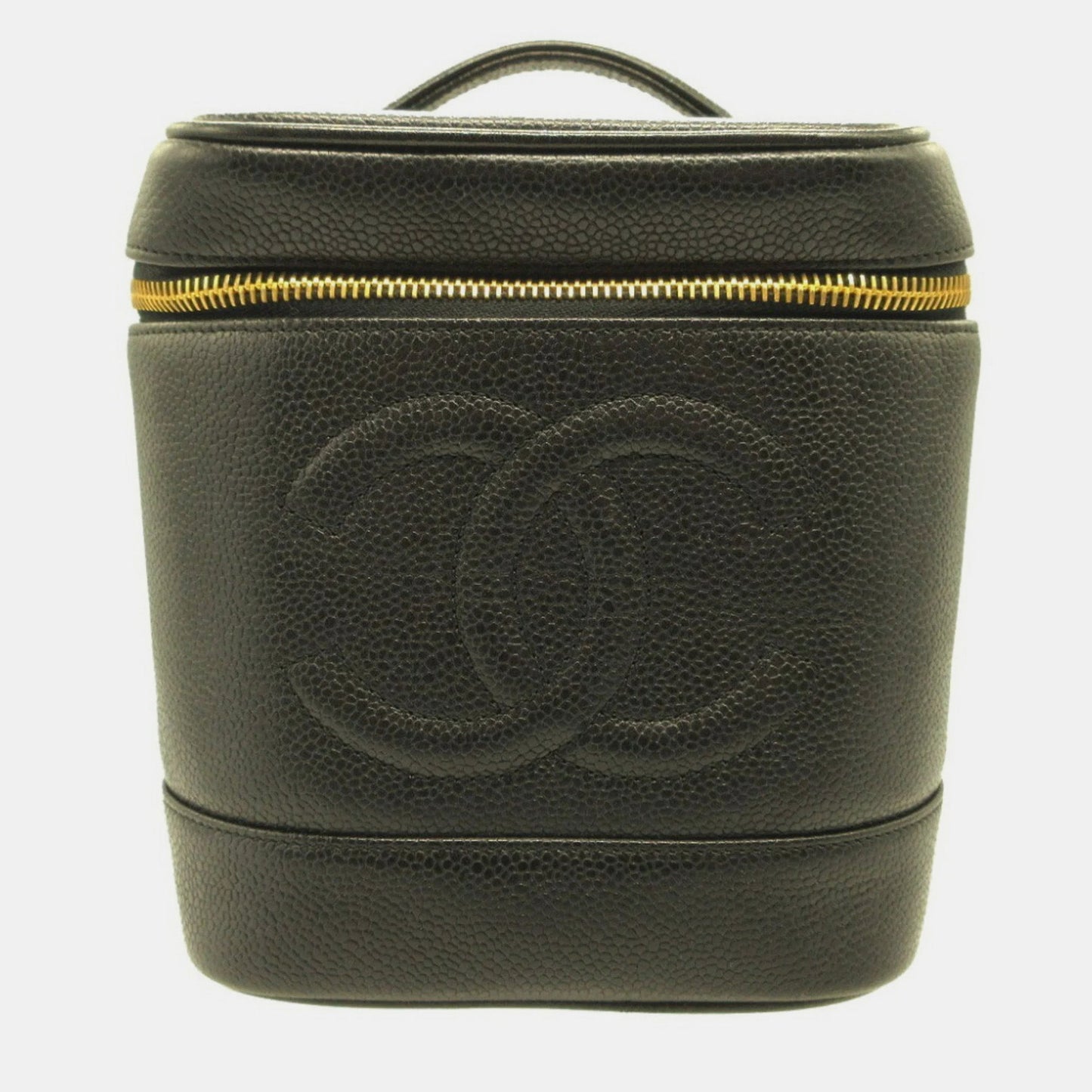 Chanel black caviar skin Vertical vanity bag