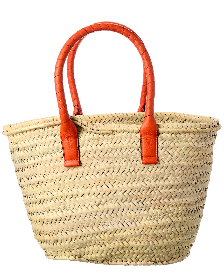 Chloe Marcie Medium Raffia & Leather Basket Tote