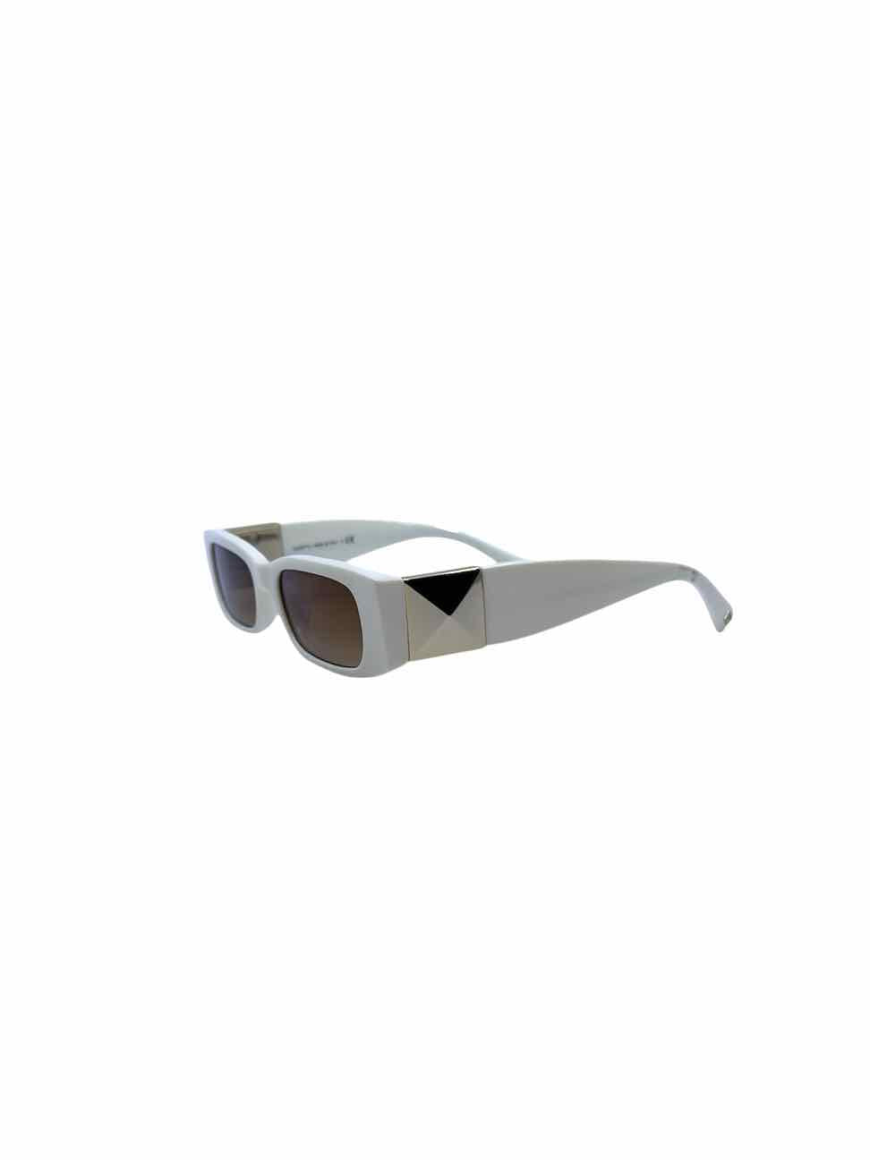 VALENTINO White Rectangle Sunglasses