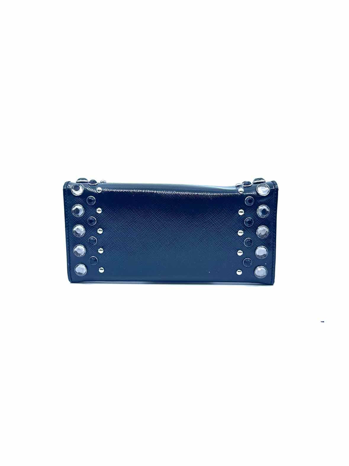 PRADA Continental Black Patent Leather Studs Wallet