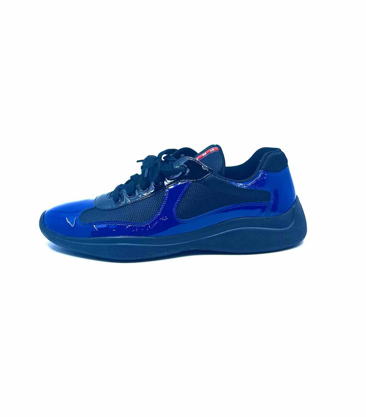 PRADA Size 12 Black & Blue Men's Sneakers