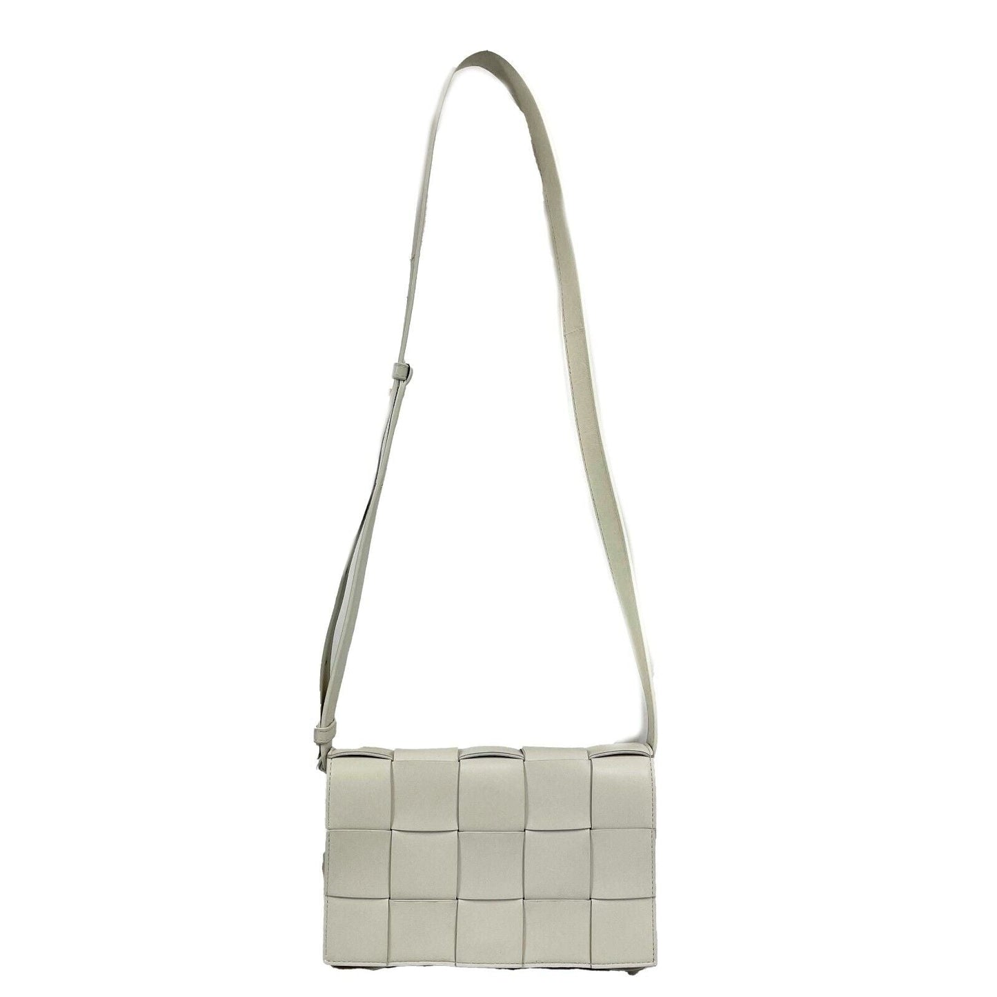 BOTTEGA VENETA - Off White Intrecciato-Woven Cassette Lambskin Shoulder Bag
