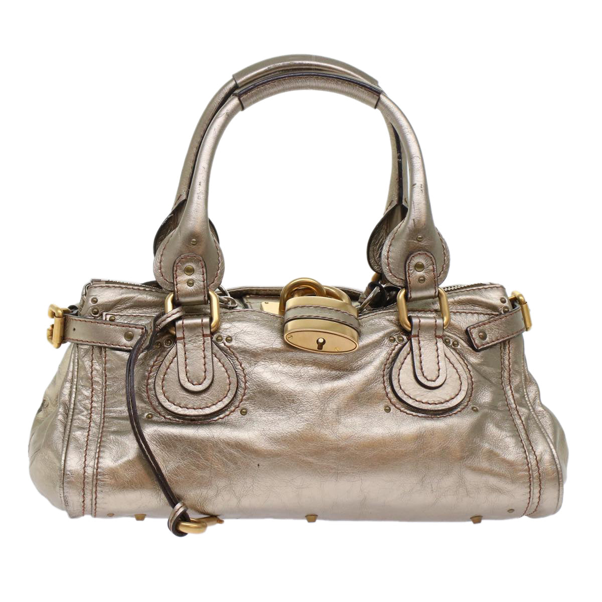 Chloe Paddington Hand Bag Leather Gold ep1116