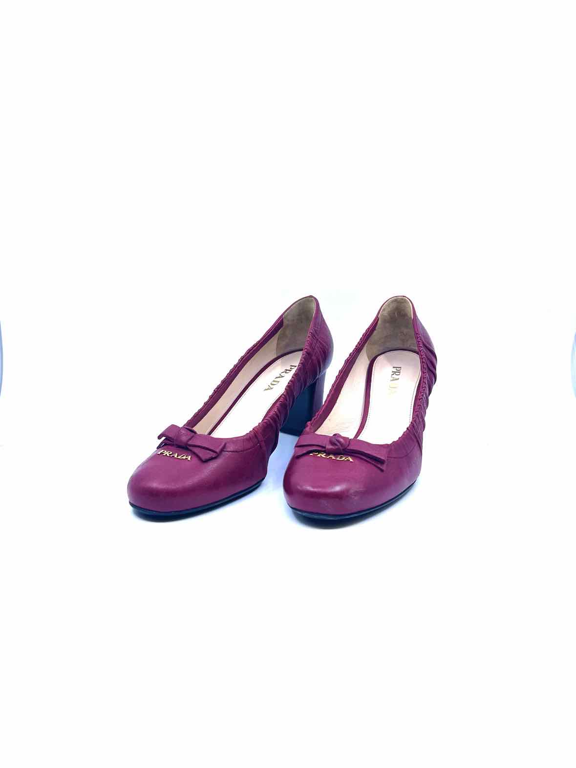PRADA Size 8.5 Maroon Leather Pumps