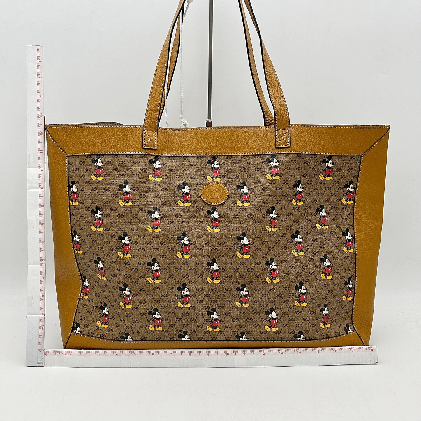 GUCCI X DISNEY Mini Vintage GG Supreme Monogram Mickey Mouse Large Shopping Tote Beige LA35239
