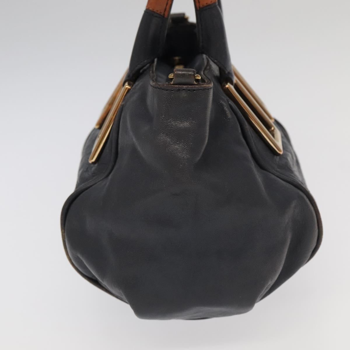 Chloe Hand Bag Leather 2way Navy Gold fm3970