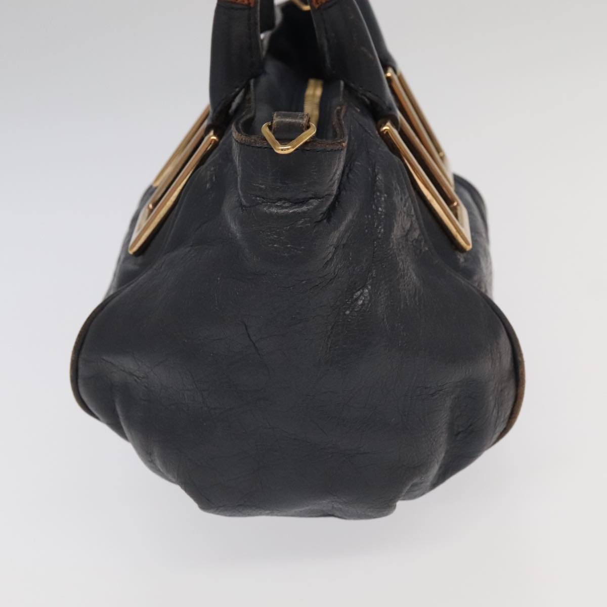Chloe Hand Bag Leather 2way Navy Gold fm3970