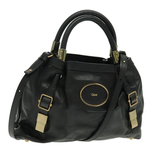 Chloe Victoria Hand Bag Leather 2way Black fm3978