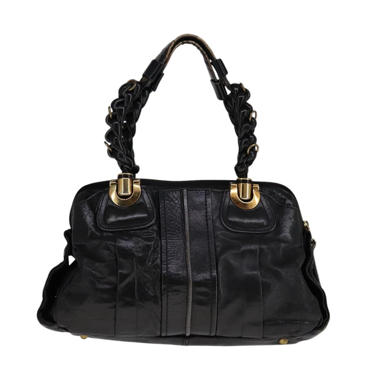 Chloe Eloise Hand Bag Leather Black Gold fm4268