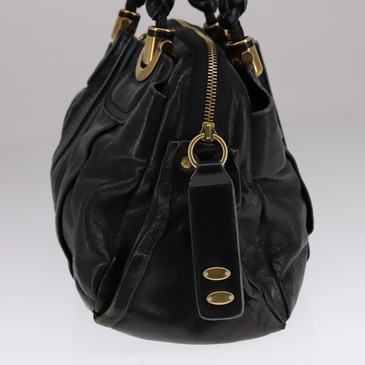 Chloe Eloise Hand Bag Leather Black Gold fm4268