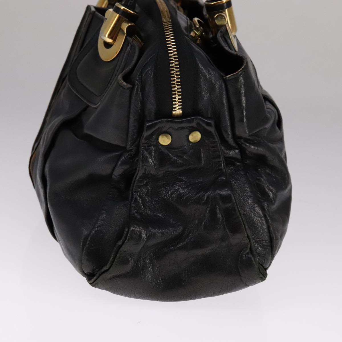 Chloe Eloise Hand Bag Leather Black Gold fm4268