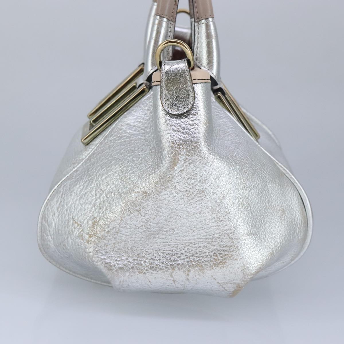 Chloe Etel Hand Bag Leather 2way Silver hk1743