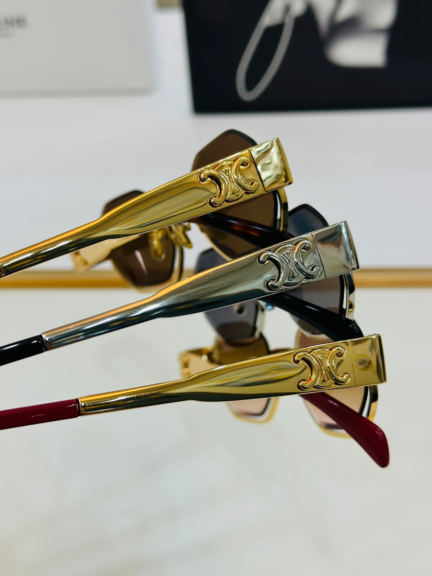 Celine TRIOMPHE SEMI-RIMLESS SUNGLASS CL42118 IN METAL