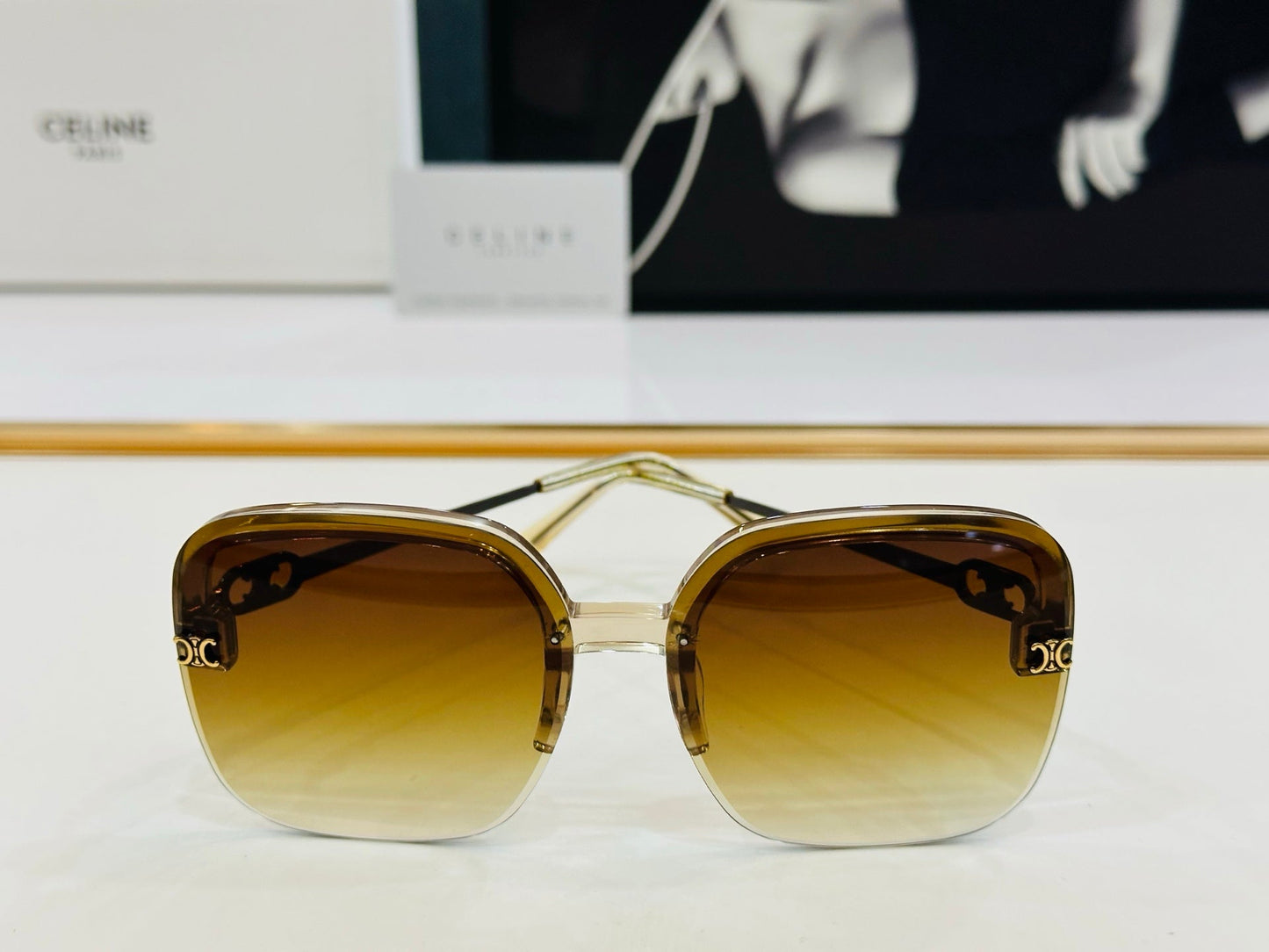 Celine TRIOMPHE SQUARE SUNGLASS CL40251 IN METAL