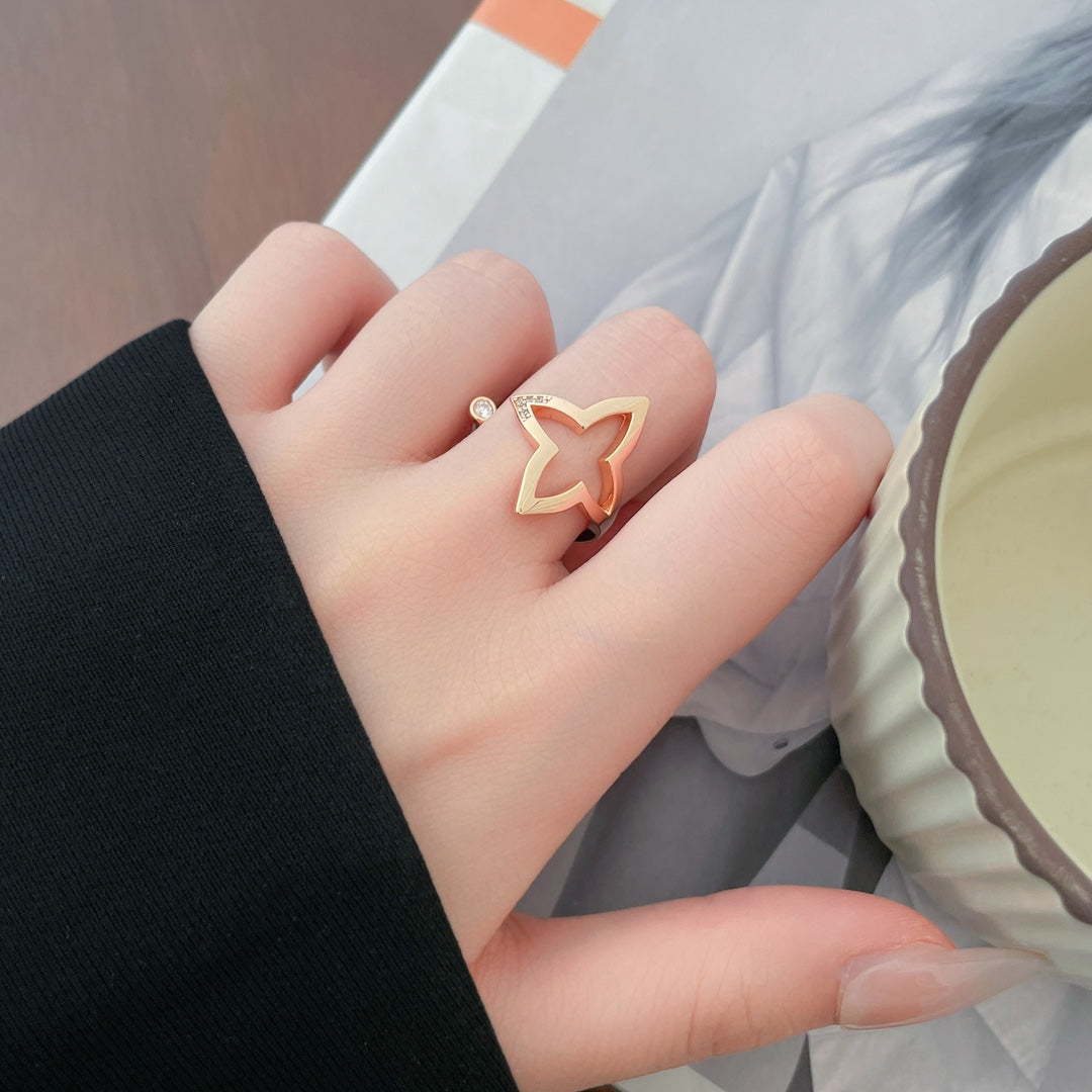 Louis Vuitton BLOSSOM PINK GOLD STAR OPEN DIAMOND RING