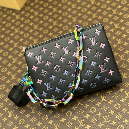 Louis Vuitton coussin bb 21 black empreinte calfskin multicolor chain