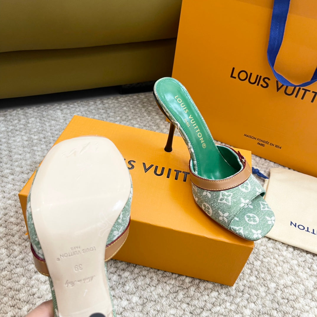 Louis Vuitton neo revival 90 green monogram denim calfskin