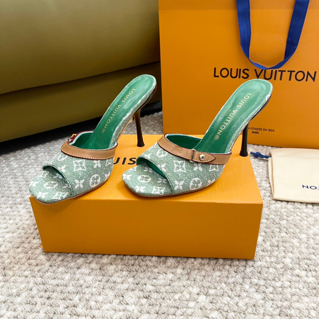 Louis Vuitton neo revival 90 green monogram denim calfskin