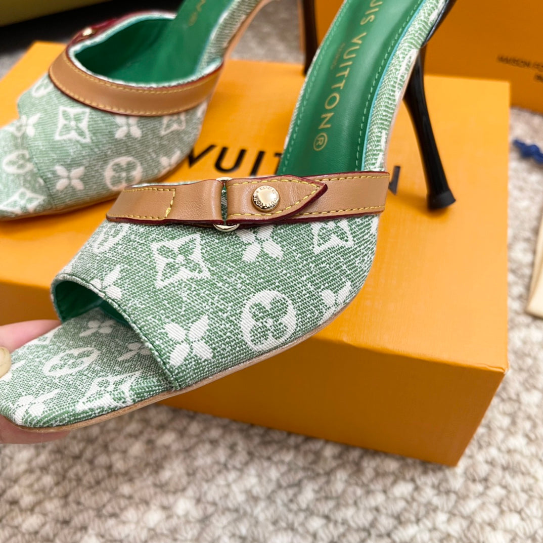 Louis Vuitton neo revival 90 green monogram denim calfskin