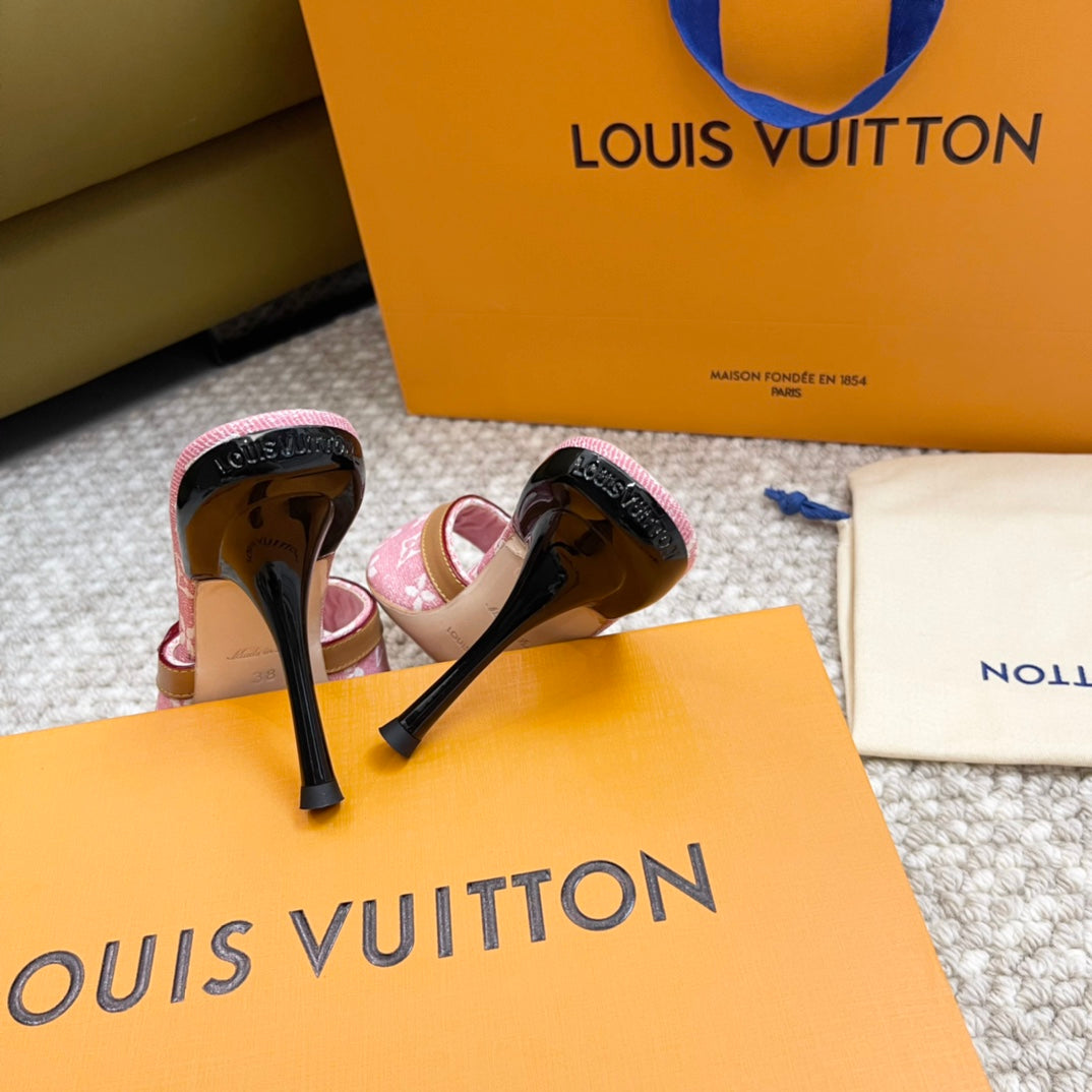 Louis Vuitton neo revival 90 pink monogram denim calfskin