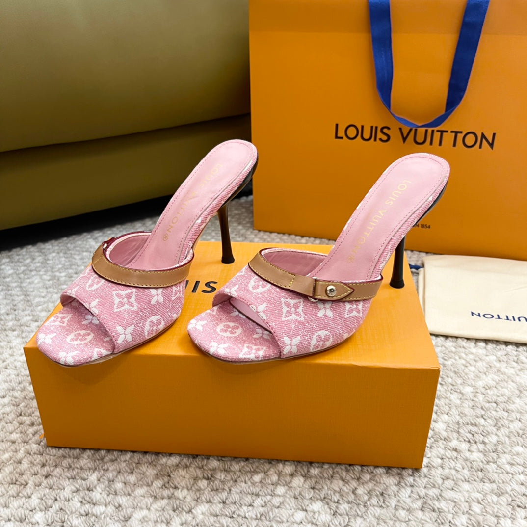 Louis Vuitton neo revival 90 pink monogram denim calfskin
