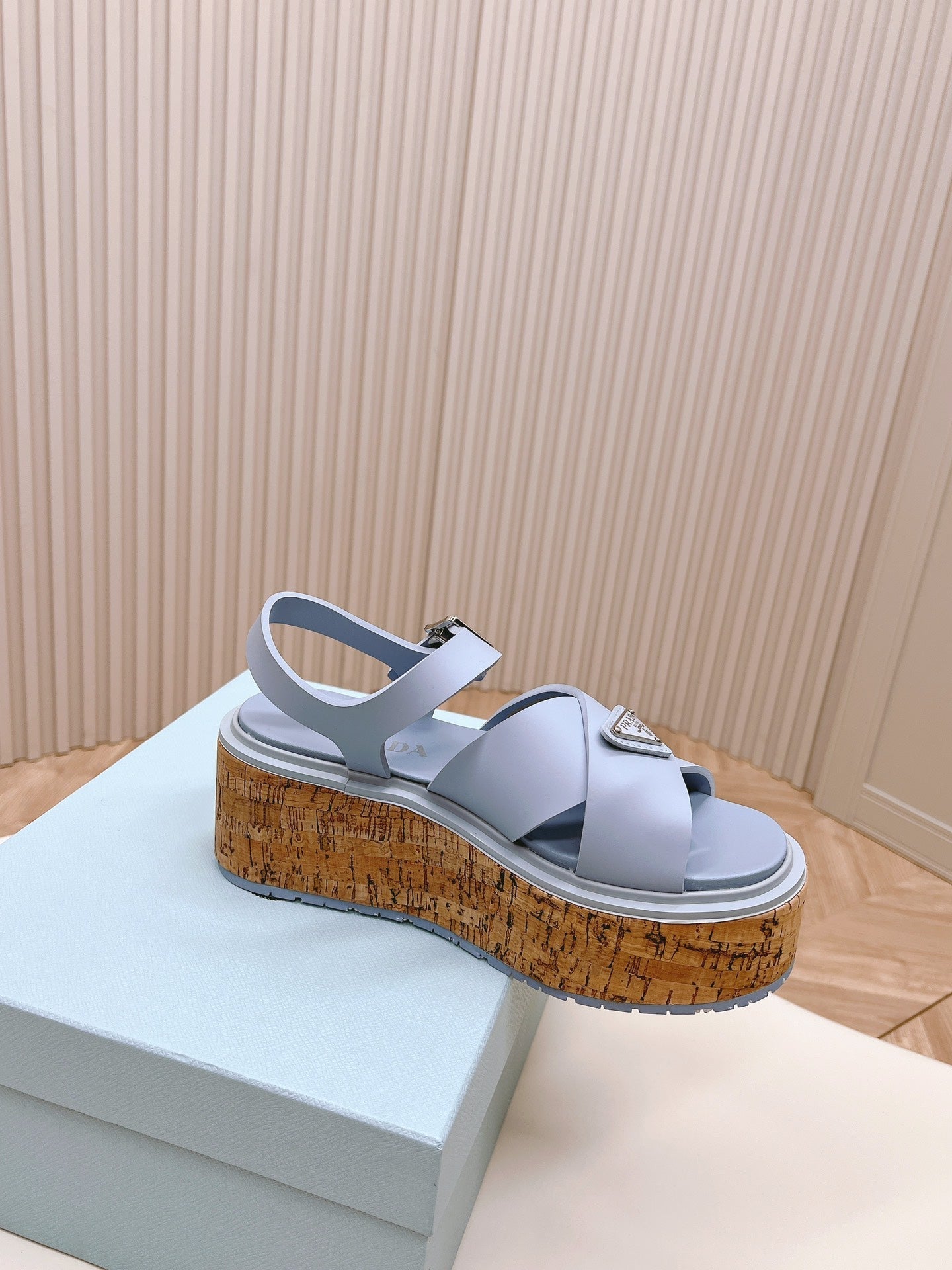 PRADA High Heel 80 Sandal Baby Blue