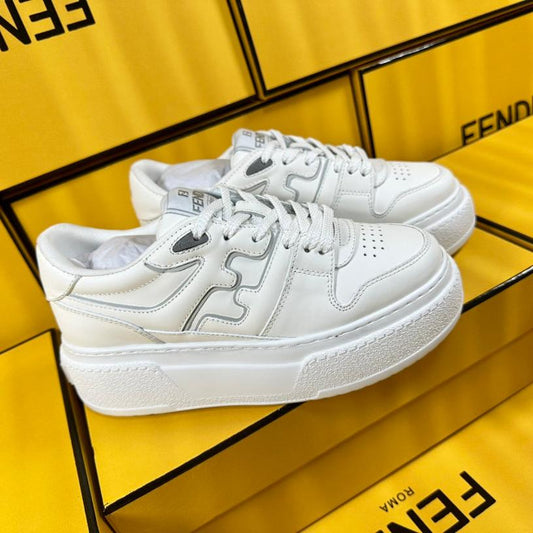 FENDI FENDI THICK-SOLDED SNEAKER IN WHITE LAMBSKIN