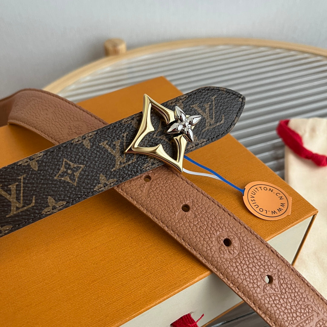 Louis Vuitton Flowergram 30mm Reversible Belt Brown Empreinte Calfskin