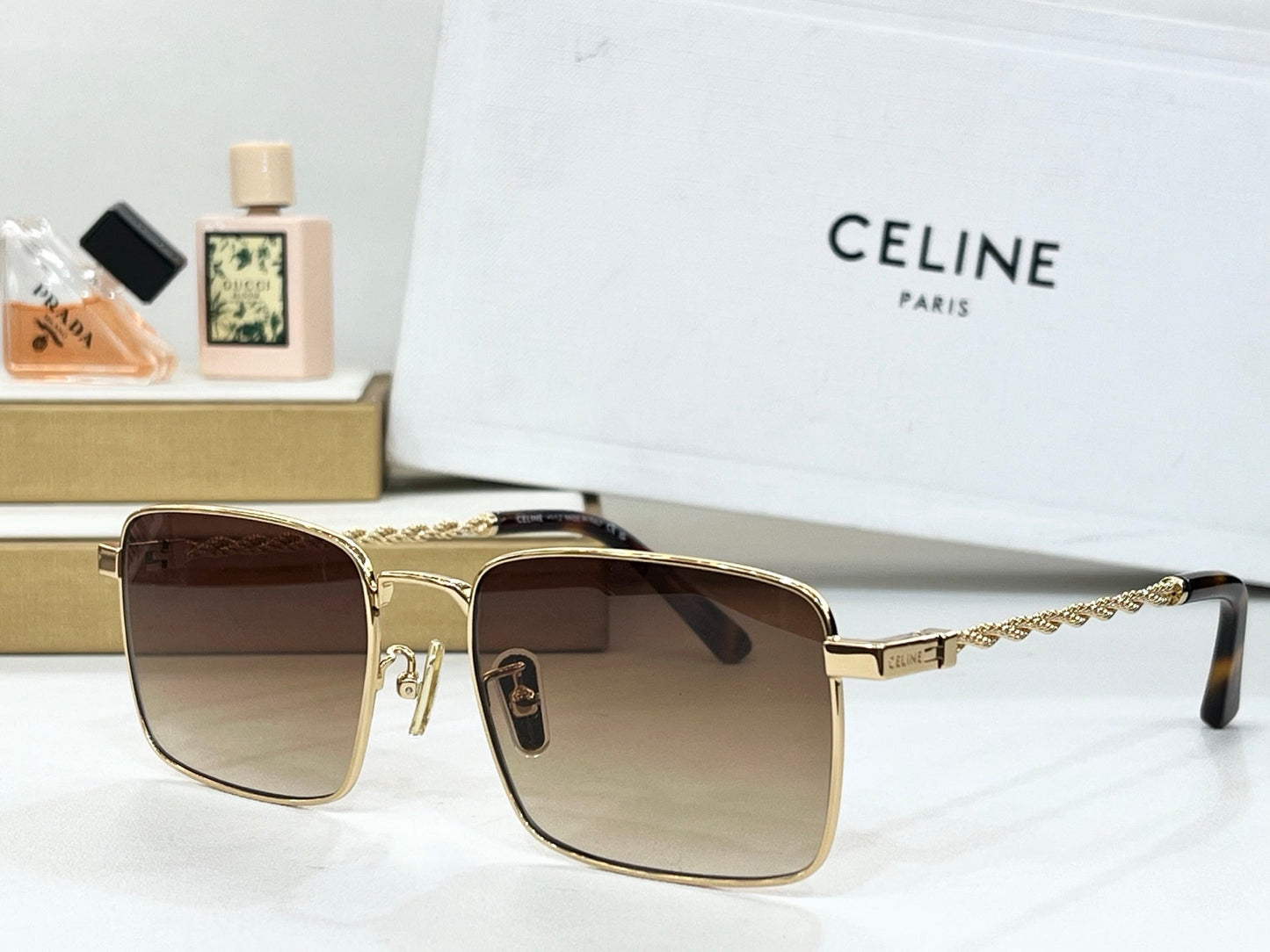 Celine TRIOMPHE SUNGLASSES CL40522 IN METAL CHAIN LINK