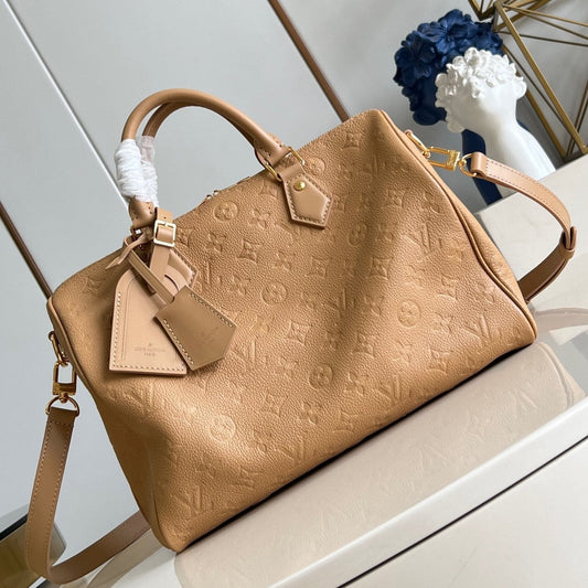 Louis Vuitton Speedy Soft 30 Arizona Beige Monogram Empreinte Cowhide Leather