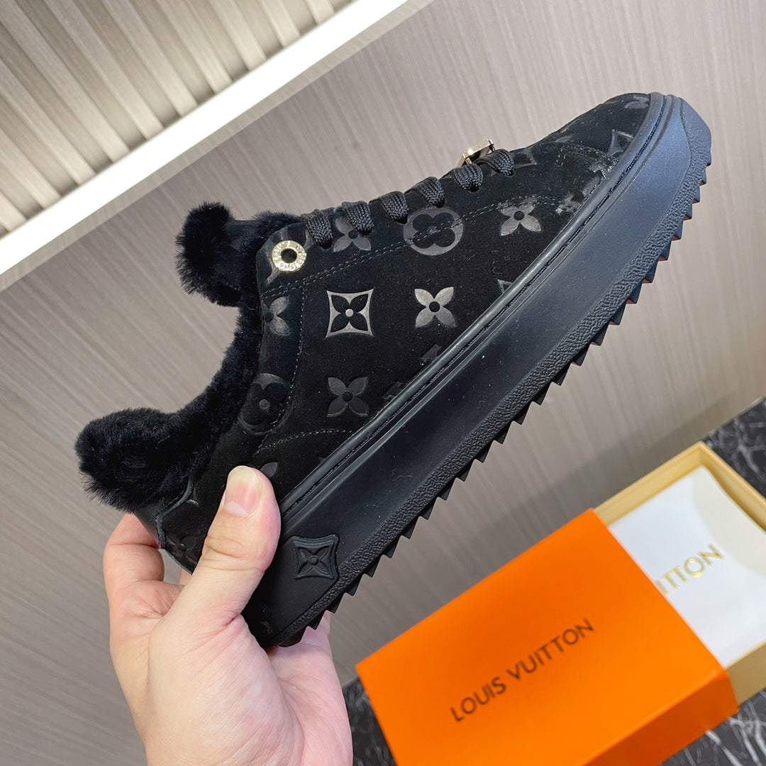 Louis Vuitton Time Out Sneaker 40mm Black Monogram Suede