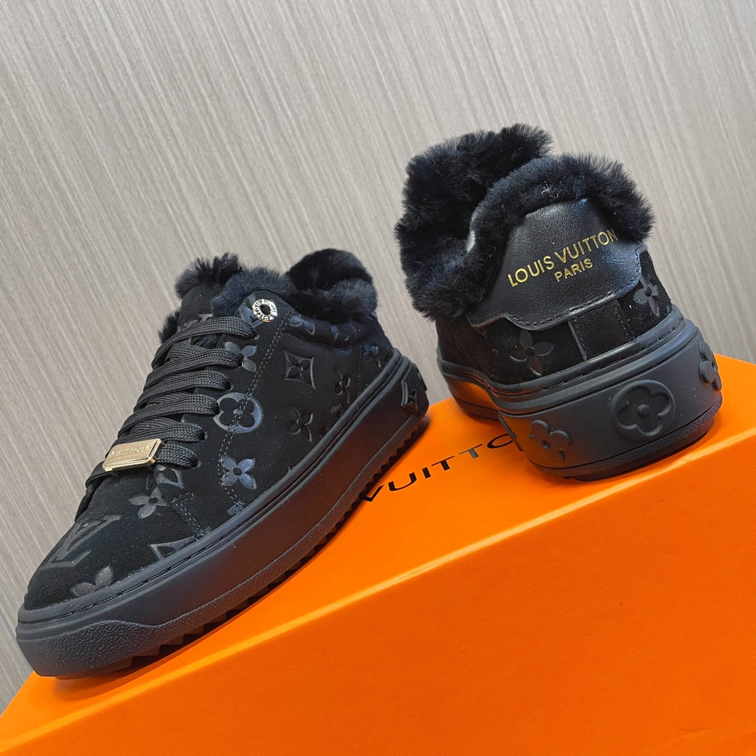 Louis Vuitton Time Out Sneaker 40mm Black Monogram Suede